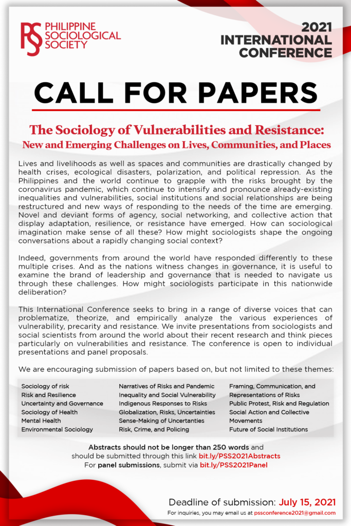 CALL FOR PAPERS: Philippine Sociological Society